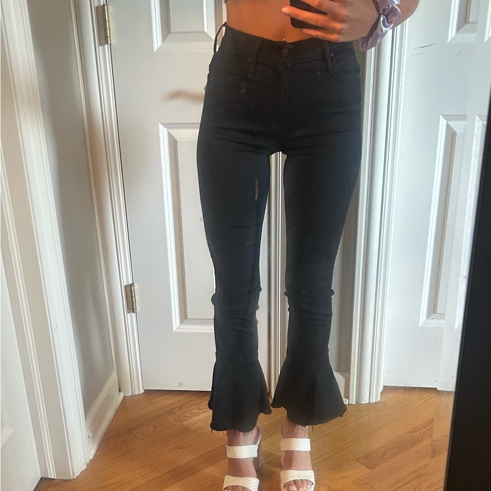 Black Flared Mother Jeans